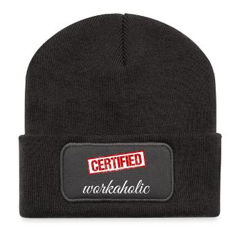 Bourreau de travail - Beanie recyclé à patch - charbon - Devant
