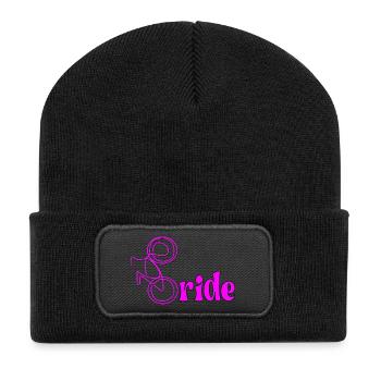 FAHRRAD RADFAHREN BRAUT - Recycelte Patch Beanie - Schwarz - Vorne