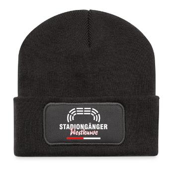 Westkurve Kaiserslautern Stadiongänger – Fußball - Recycelte Patch Beanie - Dunkelgrau - Vorne