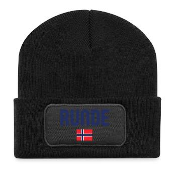 Runde Norwegen Flagge - Recycelte Patch Beanie - Schwarz - Vorne