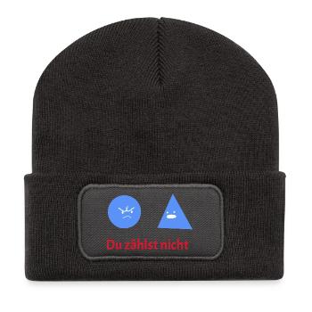 Du zählst nicht: Geometrie-Humor - Recycelte Patch Beanie - Dunkelgrau - Vorne