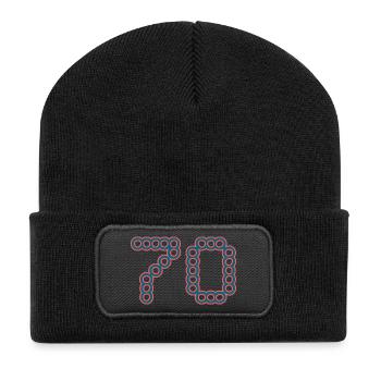 70. 70 ANS. 70e ANNIVERSAIRE. ANNIVERSAIRE 70 ANS. - Beanie recyclé à patch - noir - Devant