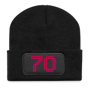 70. 70 ANS. 70e ANNIVERSAIRE. ANNIVERSAIRE 70 ANS. - Beanie recyclé à patch - noir - Devant