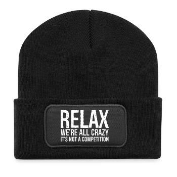 RELAX WE RE ALL CRAZY - Beanie recyclé à patch - noir - Devant