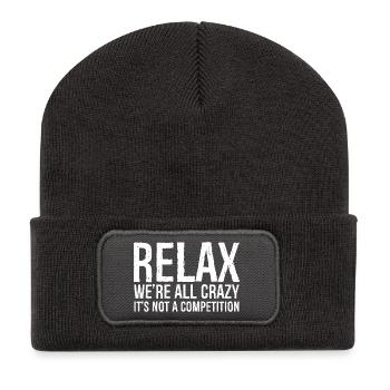 DÉTENDEZ-VOUS, NOUS SOMMES TOUS FOUS - Beanie recyclé à patch - charbon - Devant