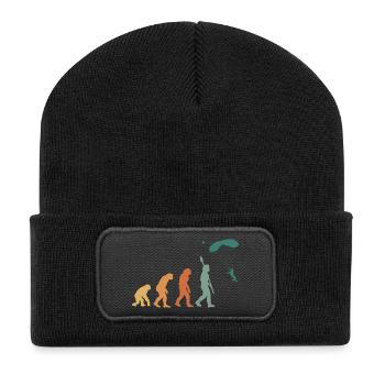 Evolution Retro Gleitschirmfliegen - Recycelte Patch Beanie - Schwarz - Vorne