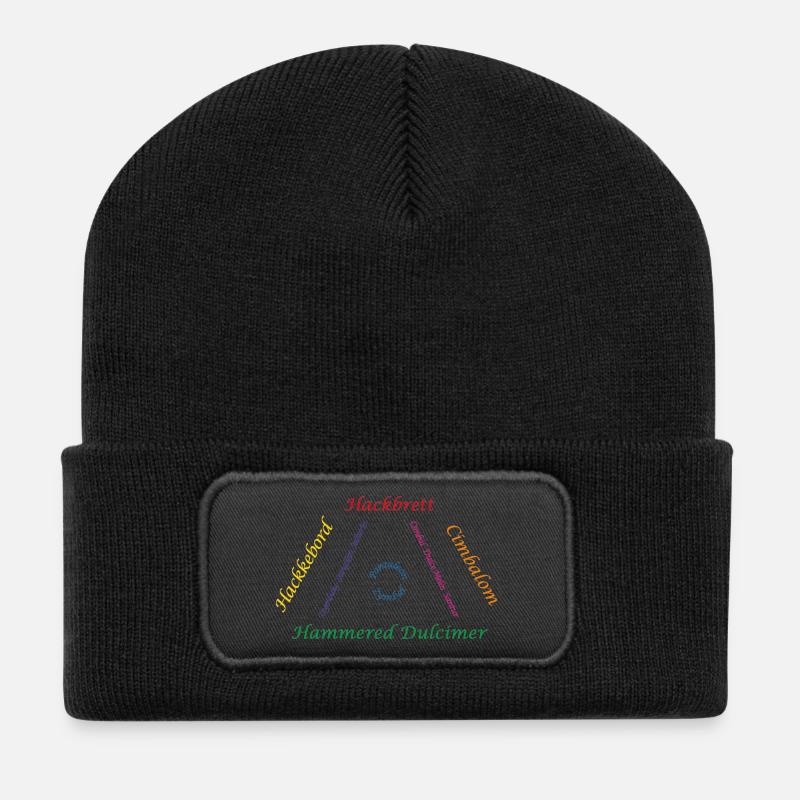 Hackbrett Familie bunt - Recycelte Patch Beanie - Schwarz