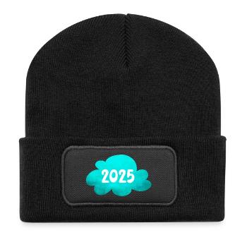 Cloud 2025 Structure New Year New Year's Eve New Year - Recycled Patch Beanie - black - Front