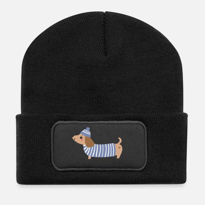 Oh my dog! - Blue stripes - Recycled Patch Beanie - black