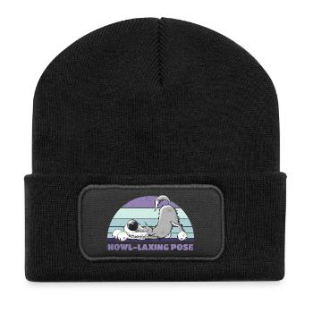 Wolf Yoga Howl-Laxing Pose - Recycled Patch Beanie - black - Front