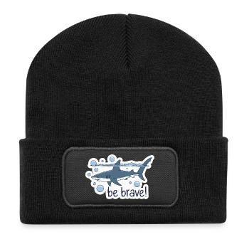BE BRAVE SHARK - Recycled Patch Beanie - black - Front