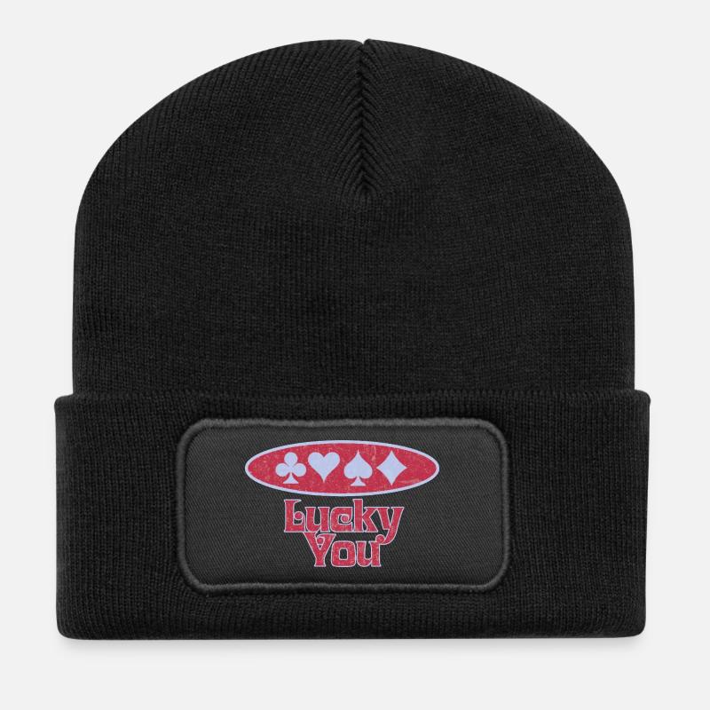Kartenglück: Lucky You - Recycelte Patch Beanie - Schwarz