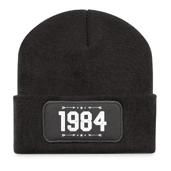jahrgang 1984 vintage 41. Geburtstag 1984 - Recycelte Patch Beanie - Dunkelgrau - Vorne