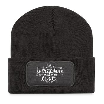Je n’ai pas été partout Déclaration de voyage - Beanie recyclé à patch - charbon - Devant