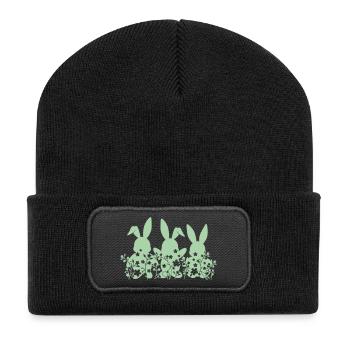Lapins Fleurs de Pâques - Beanie recyclé à patch - noir - Devant