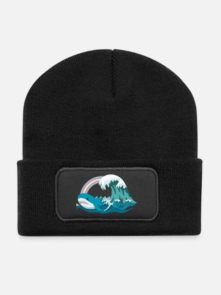 Pride Blahaj Pastel Rainbow - Recycled Patch Beanie - black