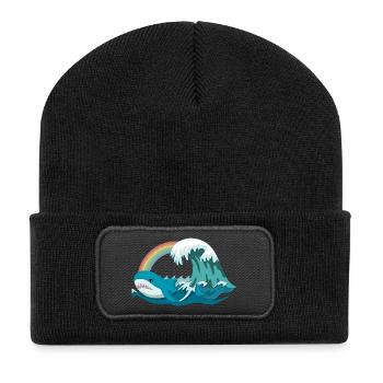 Pride Blahaj avec arc-en-ciel - Beanie recyclé à patch - noir - Devant