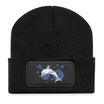 Delfin - Recycelte Patch Beanie - Schwarz - Vorne