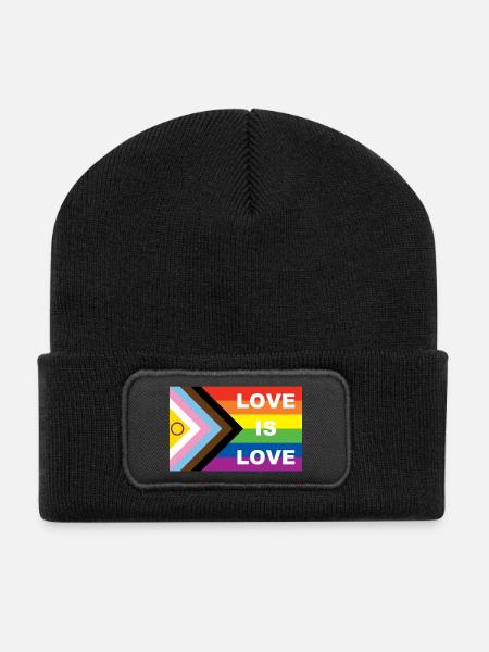 LOVE IS LOVE - Recycelte Patch Beanie - Schwarz