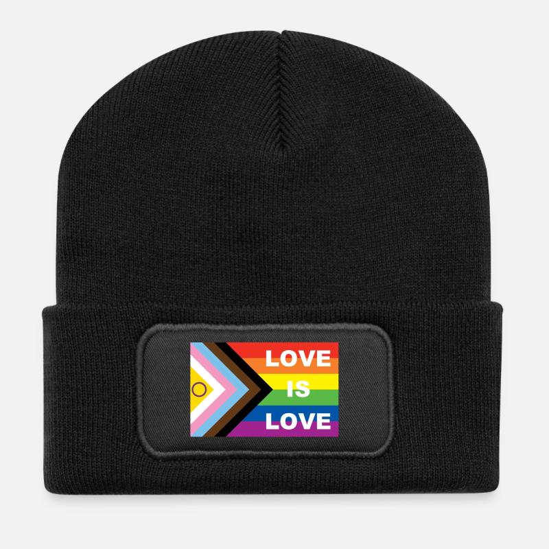 LOVE IS LOVE - Recycelte Patch Beanie - Schwarz