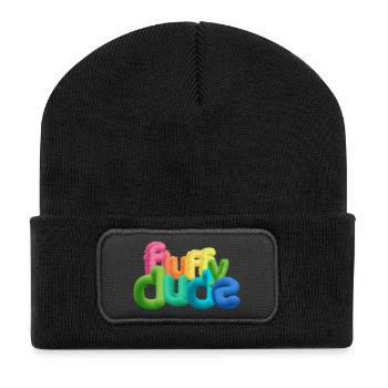 Fluffy Dude – Colorful 3D Typography with Plush C - Recycled Patch Beanie - black - Front