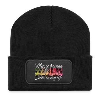 Piano - Music brings color into my life - Recycled Patch Beanie - black - Front