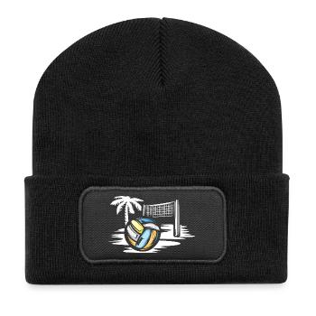 Volley-ball sur la plage - Symbole du beach-volley - Beanie recyclé à patch - noir - Devant