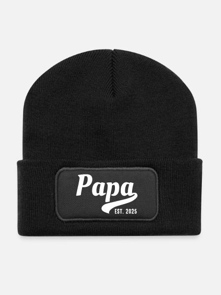 Papa established 2025 - Recycled Patch Beanie - black