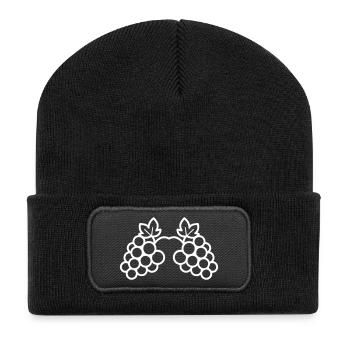 Weintrauben Weinrebe Symbol - Recycelte Patch Beanie - Schwarz - Vorne