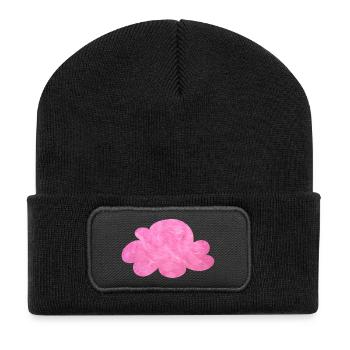 rosa Wolke Flausch Pelz Himmel kuschelig pink - Recycelte Patch Beanie - Schwarz - Vorne