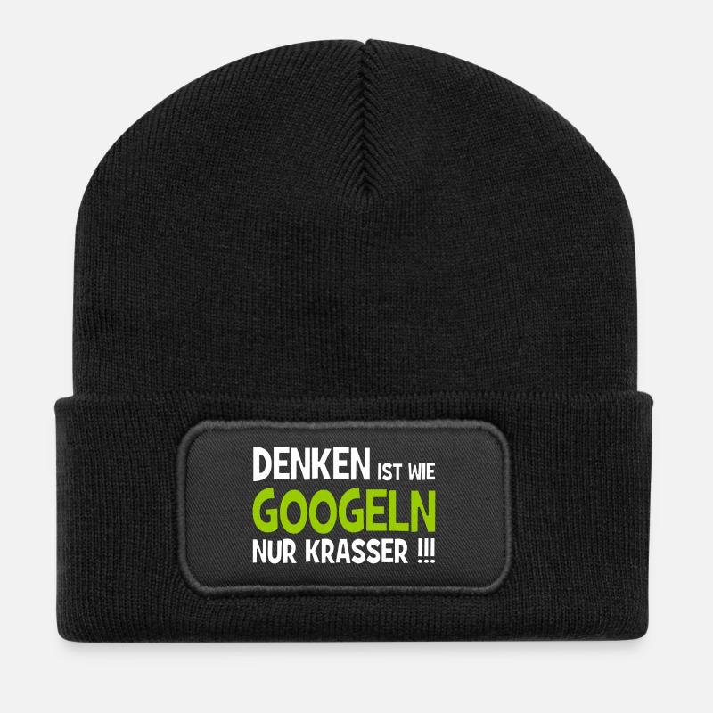Denken ist wie googeln nur krasser!!! - Internet - Recycelte Patch Beanie - Schwarz