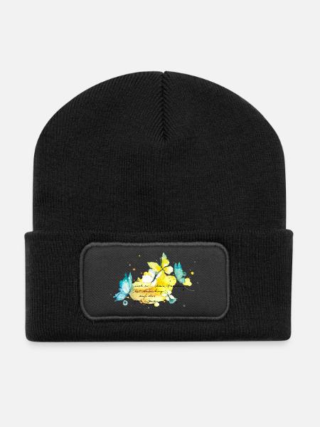 Schmetterlinge.Auswirkungen jeder kleinen Handlung - Recycelte Patch Beanie - Schwarz
