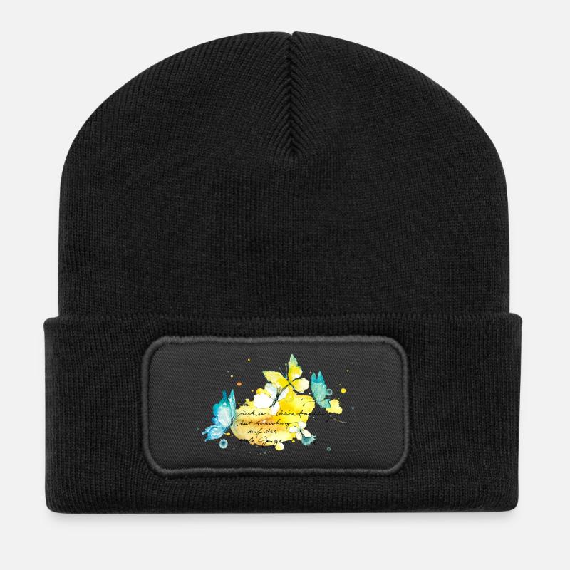 Schmetterlinge.Auswirkungen jeder kleinen Handlung - Recycelte Patch Beanie - Schwarz