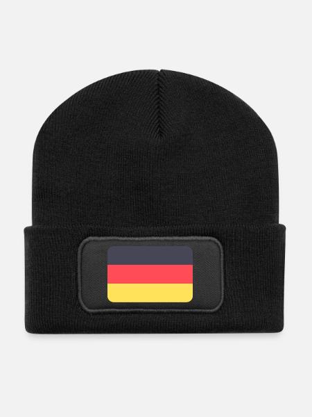 Abstrakte deutsches Flaggenmuster - Recycelte Patch Beanie - Schwarz