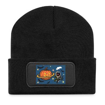 Halloween-Planet - Recycelte Patch Beanie - Schwarz - Vorne