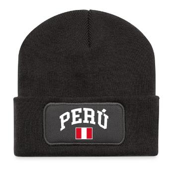 Drapeau du Pérou - Beanie recyclé à patch - charbon - Devant