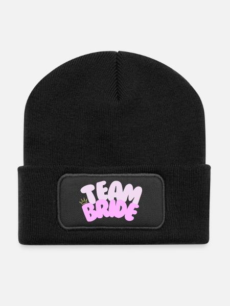 Team Bride Shirt | Bachelor Party Crown Pink Bridesmaids - Recycled Patch Beanie - black