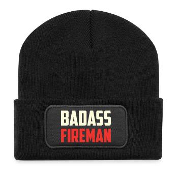 Kampflustiger Feuerwehr-Badass - Recycelte Patch Beanie - Schwarz - Vorne