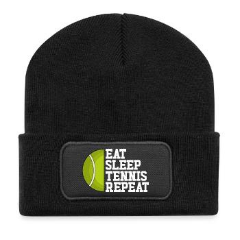 Manger, dormir, tennis, répéter le tennis - Beanie recyclé à patch - noir - Devant