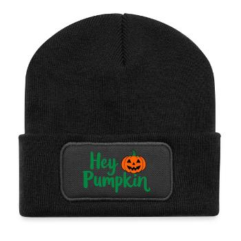 Hey Pumpkin Halloween saying - Recycled Patch Beanie - black - Front