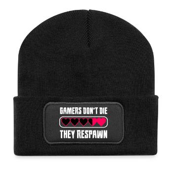 Gamer Herz Botschaft - Recycelte Patch Beanie - Schwarz - Vorne