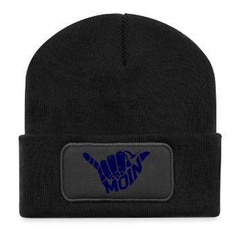 Hand signal "MOIN" - Recycled Patch Beanie - black - Front
