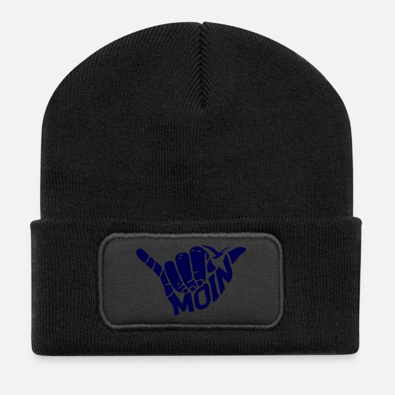 Handzeichen "MOIN" - Recycelte Patch Beanie - Schwarz