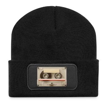 Transparente Kassette – Retro Mixtape - Recycelte Patch Beanie - Schwarz - Vorne