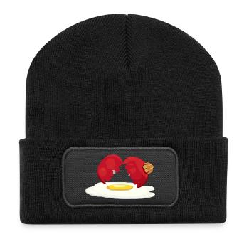 Weihnachtskugel zerbrochenes Ei - Recycelte Patch Beanie - Schwarz - Vorne