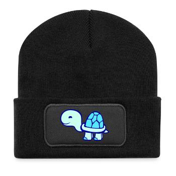 turtle cute smiling happy funny - Recycled Patch Beanie - black - Front