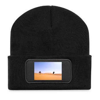 Palmiers Solaires en Désert Doré - Beanie recyclé à patch - noir - Devant