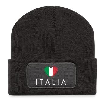 Herz mit Italien-Flagge, ich liebe Italien - Recycelte Patch Beanie - Dunkelgrau - Vorne
