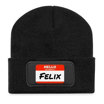 Bonjour, je m’appelle Felix Étiquette Étiquette Étiquette - Beanie recyclé à patch - noir - Devant