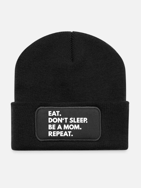 Mutter Schlafmangel - Recycelte Patch Beanie - Schwarz